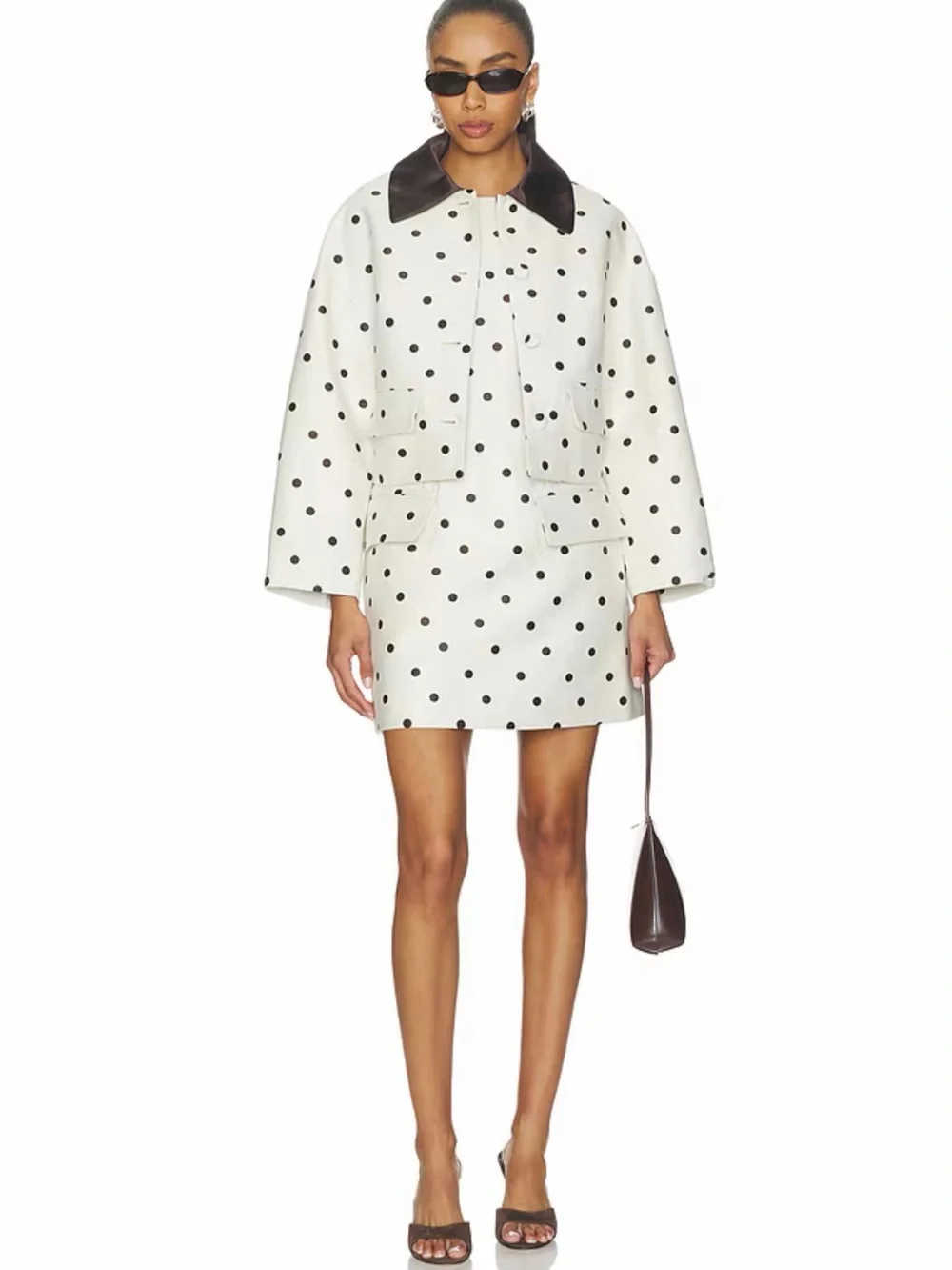 Revolve Baum Und pfergarten White Polka Dot Sleeveless Peplum Mini Dress